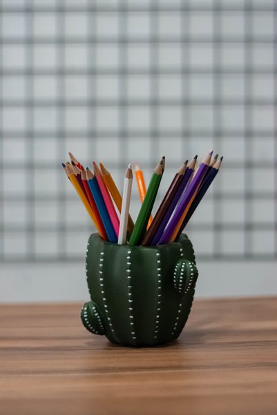 PAYATASARIM Set de 2 suporturi pentru pixuri tip cactus, ALB și VERDE