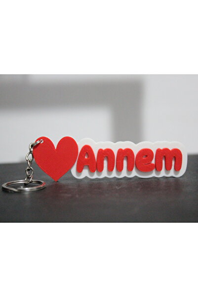 3DMakineSepeti Mother's Day Special Heart-Shaped "Mom" 3D Printed Keychain – ...