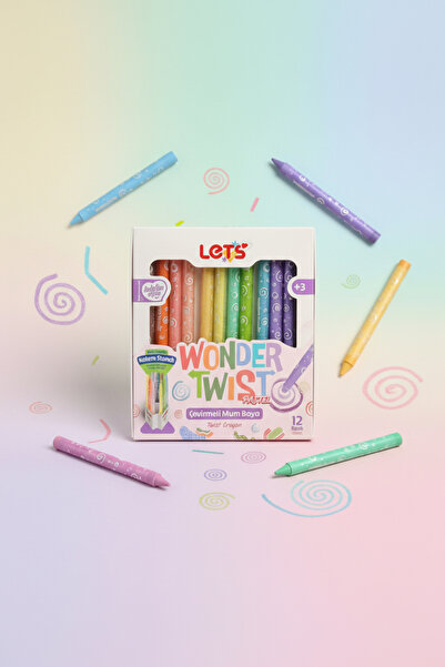 Lets Wonder Twist Pastel Çevirmeli Mum Boya 12 Renk