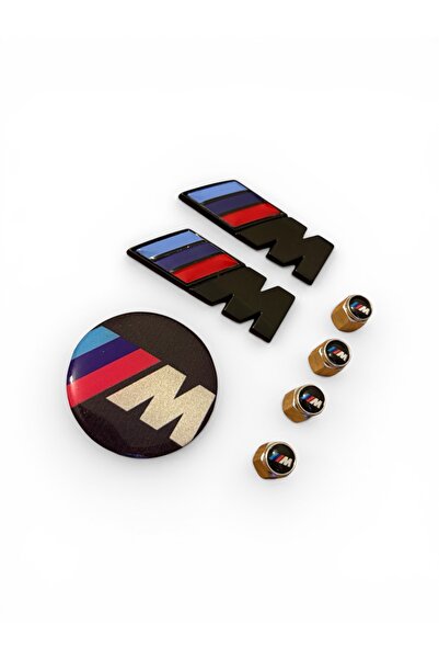 İKTUNING BMW M METAL 2 ADET ÇAMURLUK LOGO 4 ADET M METAL SİBOP KAPAK 45 MM Dİ...