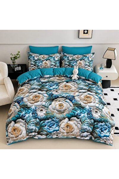MHR Lenjerie de Pat 5D Finet, 6 Piese, Pat Dublu, Cearceaf cu Elastic 180x200 cm