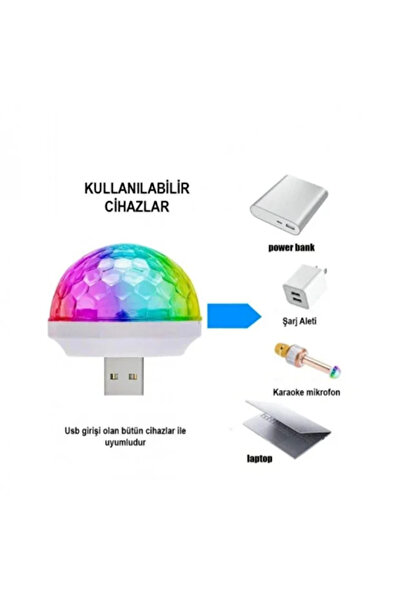 TUMKE Sese Duyarlı Araç içi Disko topu Rgb parti lambası USB lamba Araba Aydınlatması