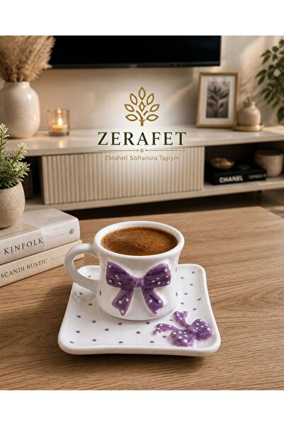ZERAFET FİYONKLU TEKLİ KAHVE FİNCANI TAKIMI (MOR)