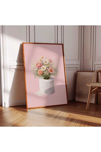 NinaStore Pastel çiçekli banyo duvar sanatı yazdırılabilir - pembe buket tuva...