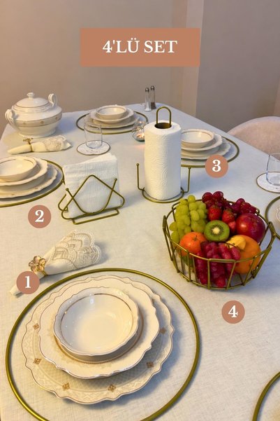Edora Home Set od 4 mat zlatna 6-dijelna supla trokutasta držača za salvete, ...