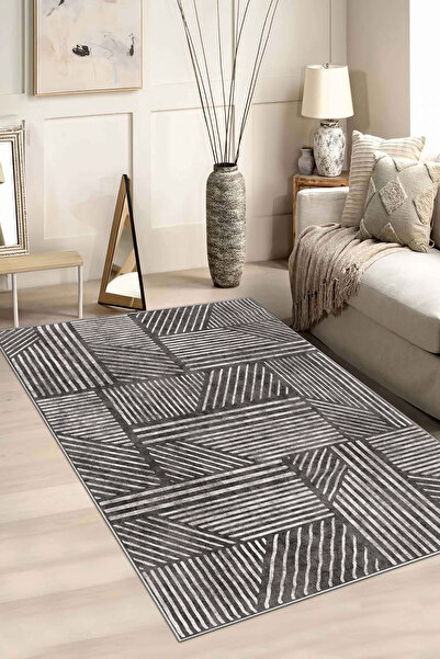 Hülya Home Salon Halısı Mutfak halısı Yolluk Geometrik İskandinav Eskitmeli D...