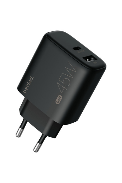 beclad Incarcator retea Beclad, 45W, GaN, Fast Charging, USB-C, USB-A, Black