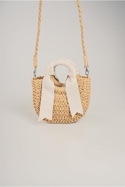 Karşıyaka Bijuteri Camel Straw Strap Hand and Shoulder Beach and Daily Bag 24...