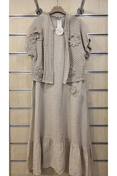 Park Moda File Ceketli İtalyan Keten Elbise