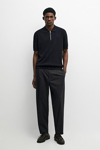 Massimo Dutti Fermuarlı polo yaka triko kazak