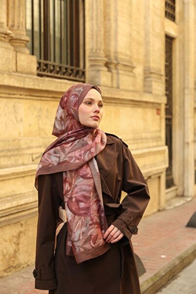 ENRİCO FERRİ Allure Tulip Patterned Shawl - Dried Rose