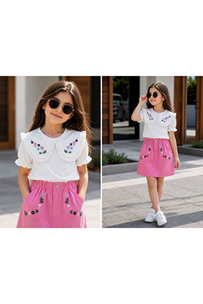 ÇİDO KİDS EMBROIDERED SKIRT SUIT