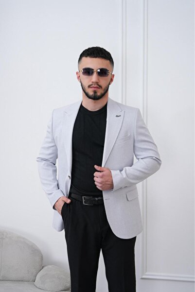 Dupont Erkek Keten Blazer Ceket Slim Fit Yazlık Nefes Alabilir