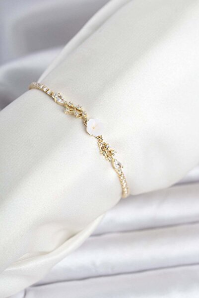 Inure Jewelry سوار نسائي من النحاس ذهبي اللون على شكل زهرة من سلسلة ووتر بوت