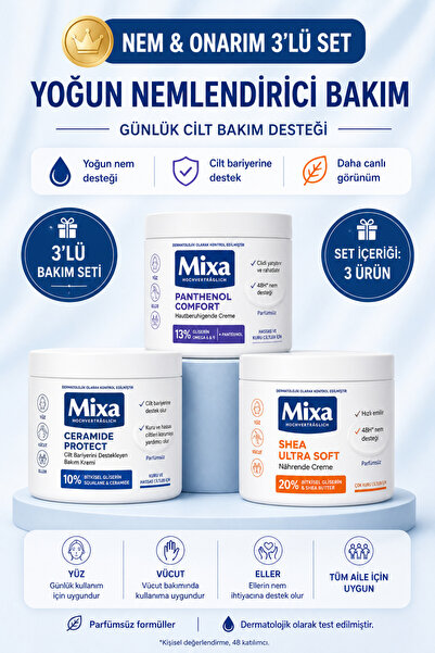 MİXA Nem & Onarım 3’lü Set | Yoğun Nemlendirici Bakım