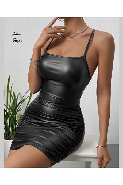 İntive Lingerie Intive Sugar Lateks Lame Kumaştan Slim-Fit İnce Askılı Elbise...