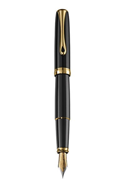 Diplomat Excellence A2 pen, with M nib, stainless steel - Black Lacquer Gold