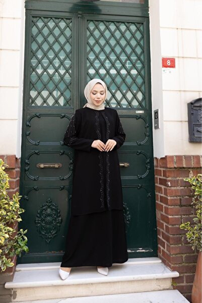 GÖZDE GİYİM BÜYÜK BEDEN ANNE ELBİSE YELPAZE TAŞLI