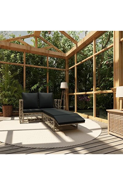 vidaxl Set mobilier de gradina cu perne, 2 piese, gri, poliratan