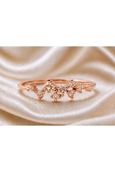 Cecile Jewellery Champagne Morganite Star Gümüş Yüzük, 925 Ayar Zirkon Morgan...