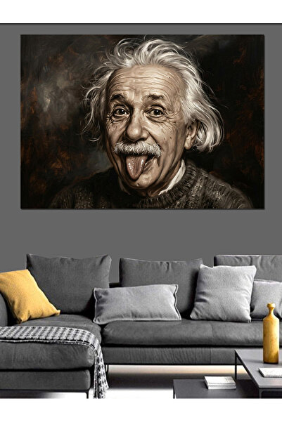 Artmeg Pânză decorativă cu portret amuzant Einstein care zâmbă - Tablou din l...