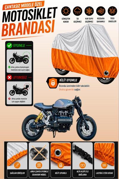 Cemku Twin غطاء محرك متوافق مع BMW K 1100 LT باللون الرمادي من الأعلى والبرتق...