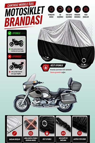Cemku Twin غطاء محرك متوافق مع BMW R 1200 CL باللون الرمادي من الأعلى والأسود...
