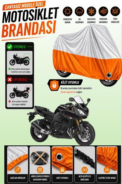 Cemku Twin Top Gray - Bottom Orange Yamaha Fazer 8 Compatible Engine Cover, R...