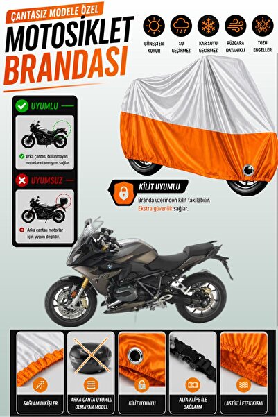 Cemku Twin غطاء محرك متوافق مع BMW R 1200 RS باللون الرمادي من الأعلى والبرتق...