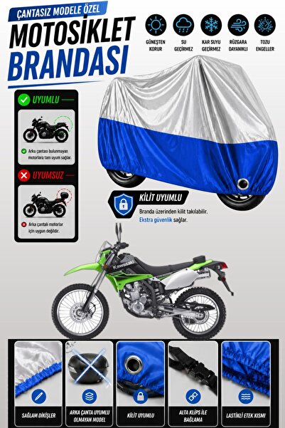 Cemku Twin غطاء محرك متوافق مع دراجة كاواساكي KLX 250 باللون الرمادي من الأعل...