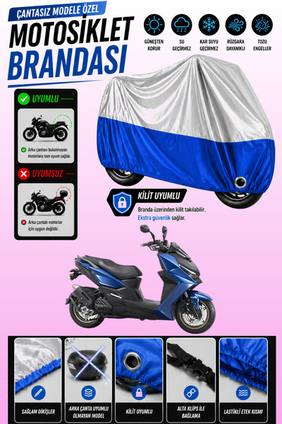 Cemku Twin غطاء محرك متوافق مع Kymco KRV 200 باللون الرمادي من الأعلى والأزرق...