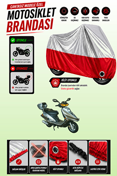 Cemku Twin غطاء محرك متوافق مع Mondial 125 MT باللون الرمادي من الأعلى والأحم...