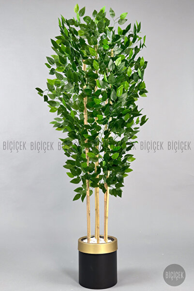BİÇİÇEK Yapay Benjamin ağacı 170cm siyah gold metal saksıda