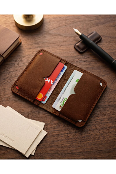 BUO Leather Hakiki Deri Bifold Avuç İçi Kartlık, Gerçek Deri, Minimal Unisex ...
