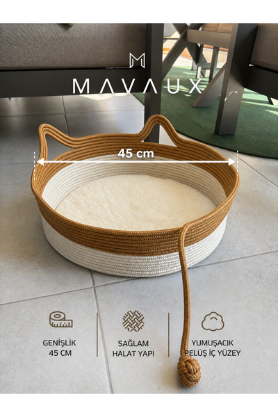 MaVaux Pawly 45x45 cm Peluş İç Yüzeyli Evcil Hayvan Yatağı – Kaymaz Tabanlı K...