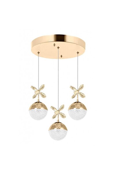 ILGAZ AYDINLATMA 3'LÜ ŞEKER TOPLU ROSE GOLD 3 RENK LEDLİ SARKIT AVİZE