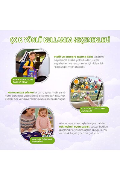 Diytoy Nano Vantuzlu Bitmeyen Sticker Seti - Yıkanabilir, Yırtılmaz Eğitici Tekrar Tekrar Yapışan Bitmeyen Nano Vantuz Sticker