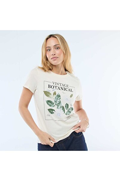 KIABI Printed T-Shirt Ecru