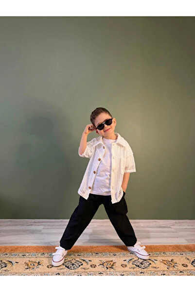 kidstalya Lace Shirt Modal Pants Boys' 3-Piece Set