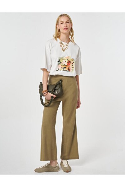 Kayra Spanish Style Linen Trousers Dark Khaki