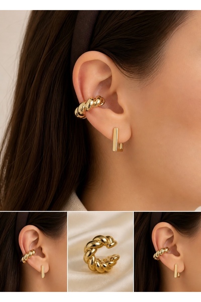 Home إكسسوارات سيهرا، أقراط ذهبية اللون من طراز بورغو لا تحتاج إلى ثقب، أقراط...