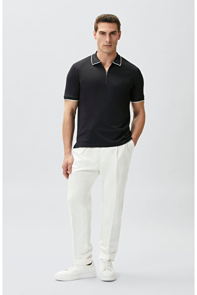 Network Lacivert Polo Yaka Pike Desen T-shirt