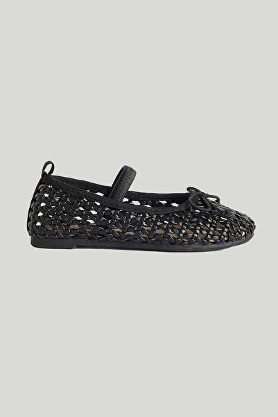 MOTHERCARE Black Lattice Ballerina Shoes