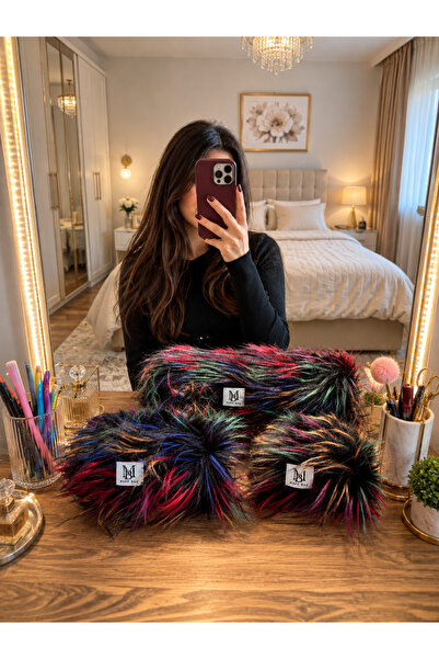 MAKE BAG YENİ GÖKKUŞAĞI DESENLİ 3'LÜ SET MAKYAJ ÇANTASI