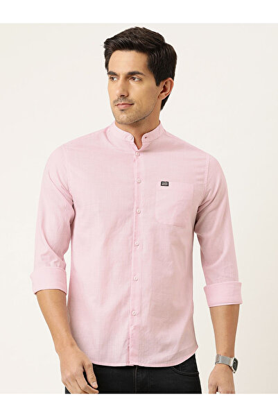The Indian Garage Co By Styli Men Pink Slim Fit Solid Shirt