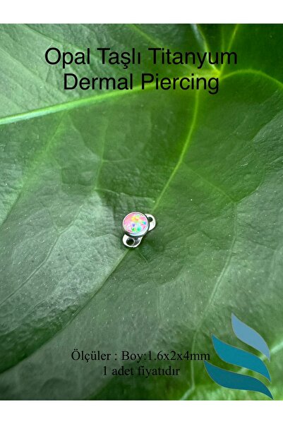 Bylin Titanyum Opal Taşlı Dermal Percing/Opal Taş Çapı 4mm- 1 Adet