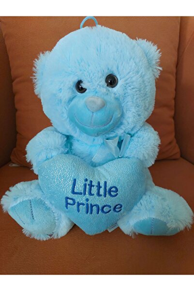 İncivera Shop Mavi Peluş Ayıcık “Little Prince” Yazılı Kalpli Oyuncak Hediyelik