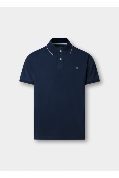 Hackett London قميص بولو رجالي فاخر من القطن الخالص باللون الأزرق