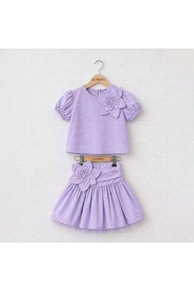 SeaBubbles Floral Detailed Woven Girls' Skirt Set