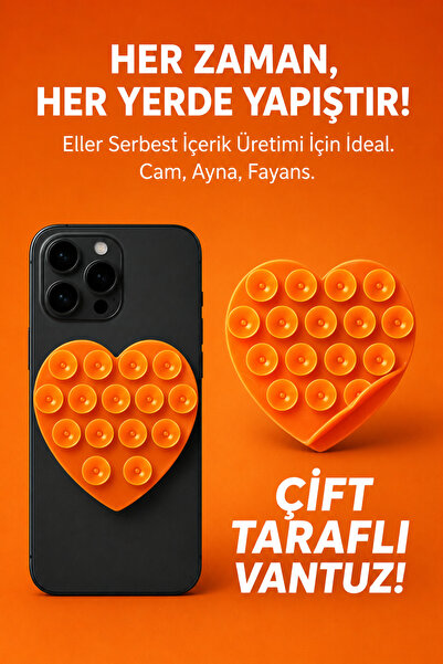Case collection Çift Taraflı Vantuz Telefon Tutucu Slikon Kalpli